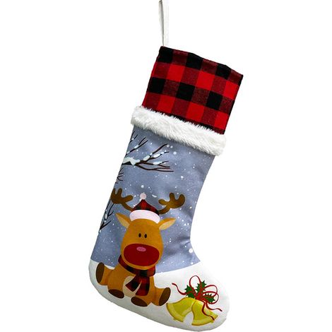 Chaussette De Noël - Pour Décoration De Sapin De Noël Et Accrochage En Intérieur - Lot De 1 (1/5)