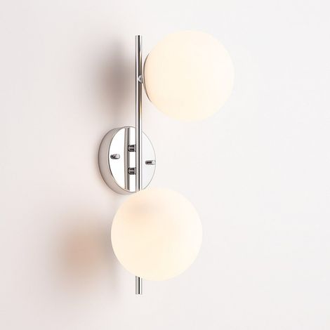 Aplique De Pared Doble Bola Cristal "Double" - Cromo
