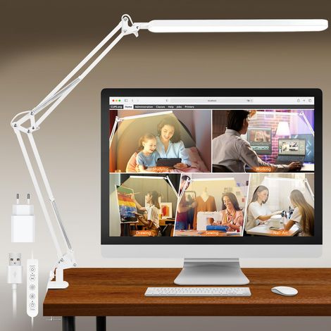 Lampada Scrivania LED Architetto Supporto Regolabile Bianca 38 cm (1/5)