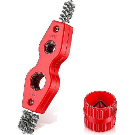 Ensemble de nettoyage et d'alésoir pour tuyaux en cuivre, outil de chanfreinage de tubes, brosse d'ébavurage de tuyaux ( ) (1/5)