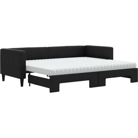Maison Exclusive - Lit de jour avec lit gigogne et matelas noir 80x200 cm tissu