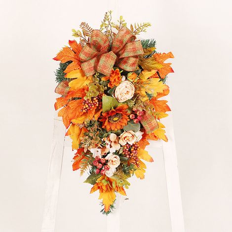 Guirlande Automnale En Feuilles D'érable - Décoration Murale Pour Porte D'entrée - 50 Cm - Pour Thanksgiving Et Décor De Saison (1/5)