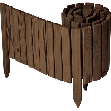 Garronda clôture de Jardin en Bois Bordure Jardin Cloture Jardin Exterieur, Palissade Bordurette Longueur: 200 cm GD-0149 (Brun foncé, Hauteur : 30 cm)