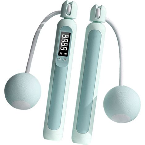 Corde à sauter lestée intelligente rechargeable sans fil avec compteur, idéale pour l'entraînement physique en intérieur et en extérieur (bleue). (1/5)