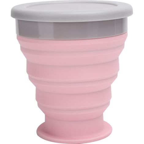 Faltbarer Silikonbecher für Wandern, Sport und Reisen – Rosa (1/5)