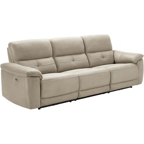 Canapé de relaxation en microfibre Kleman 4 places relax électrique-Beige-4 places relax électrique