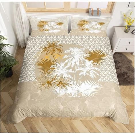 Palmier imprimé Parure de Lit Enfants Feuille de Palmier Literie Set pour Garçons Filles Adolescents Botanique 240x260cm - W67 (1/4)