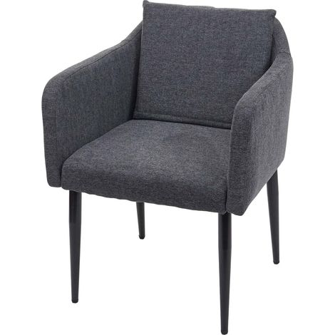 Chaise de salle à manger HWC-H93, chaise de cuisine chaise longue tissu/textile - gris foncè (1/2)