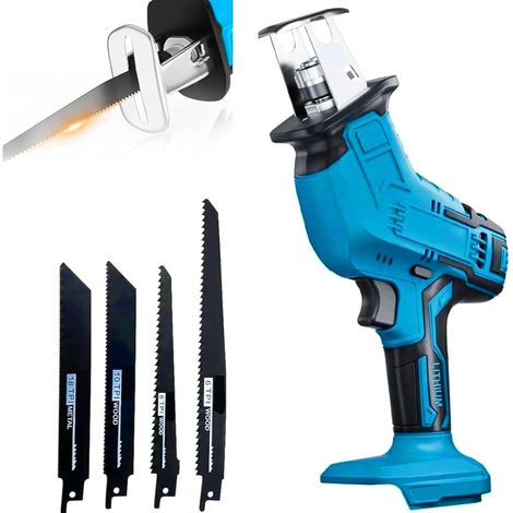 Akku-Säbelsäge für Makita 21 V mit LED, 25-mm-Hub und 4 Sägeblättern, ohne Akku (1/5)