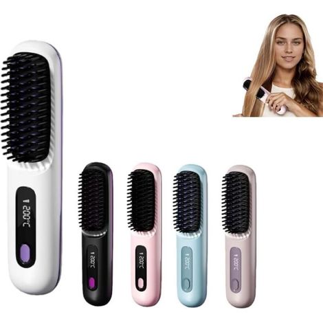 Brosse Cocoony pour Cheveux Courts Brosse. Lissante Rechargeable Portable. Un Volume Coiffe en 2 Minutes (Blanc)