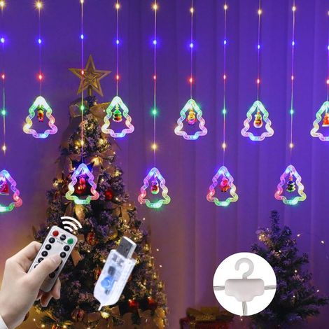 Lumières de Noël à LED,3M LED 3D Décoration de Noël USB Guirlande lumineuse avec crochets,Lumières de décoration de fenêtre de Noël,Lumières clignotantes pour rideaux intérieurs et extérieurs (1/5)