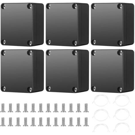 ALLIANDISBoîtes de jonction étanches IP65, paquet de 6, boîtes de jonction électroniques, boîtier en plastique pour projets électroniques, boîtes de distribution externes noires (63x58x35mm) (1/5)