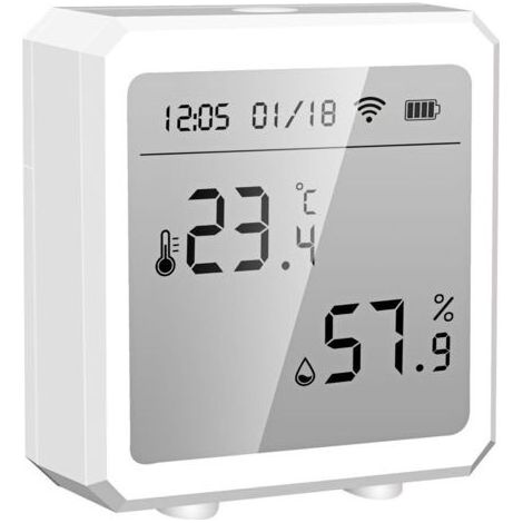 Thermo-hygromètre WiFi sans fil -10 à 55°C 0-100% HR, indicateur intérieur, pour maison serre sous-sol, compatible 2.4GHz (1/5)