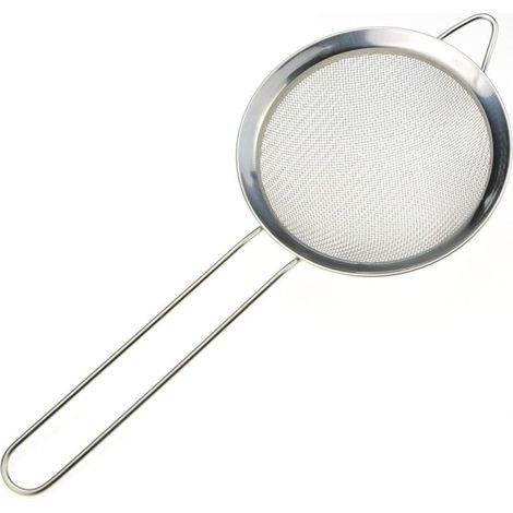 Cucchiaio da cucina a maglia fine - setaccio per farina - con manico rinforzato - setaccio per pasta, cucchiaio per schiumare, spruzzatore per polveri, accessori da cucina (twill di 10 cm di diametro) (1/5)