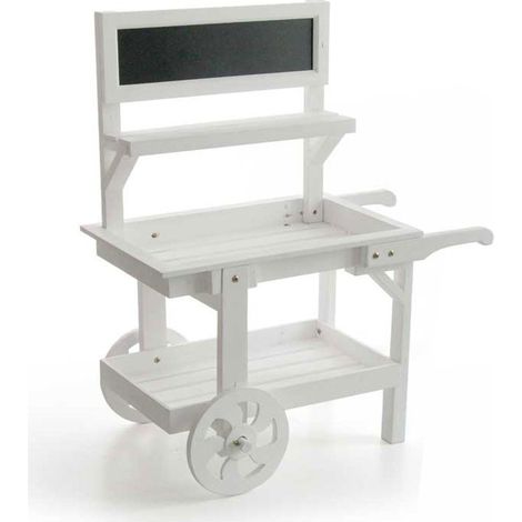 Argonauta – Chariot décoratif blanc pour vitrines – Matériau bois – Hauteur 85 cm – Tableau noir pour présentations