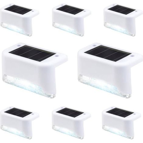 Lot de 8 Lampe solaire,IP66,Panneau polysilicium,Lumière chaude,Escalier Terrasse Jardin
