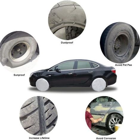 Housses de pneus pour roue de camping-car (lot de 4 argent), protections solaires UV imperméables Oxford pour camion, camping-car, bateau, remorque, camping-car, SUV, pour diamètre 30"-32" (1/3)