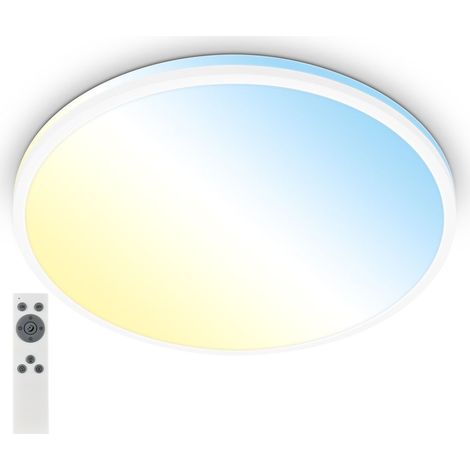 Briloner Pulup LED Deckenlampe, Dimmbar, Fernbedienung, CCT Farbtemperatursteuerung, Timer, Weiß, Ø49 x 9,5 cm