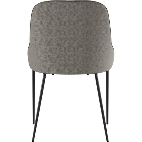 Sedia Ginevra Moderna Imbottita in Tessuto Easy-Clean Grigio Chiaro con Struttura in Metallo Verniciato Nero - Design Contemporaneo (1/5)