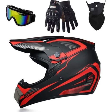 Casque De Motocross Integral - Coque Abs - Pare-Soleil Amovible - Ventilation Optimisee - Adulte - Taille S A XL (1/4)
