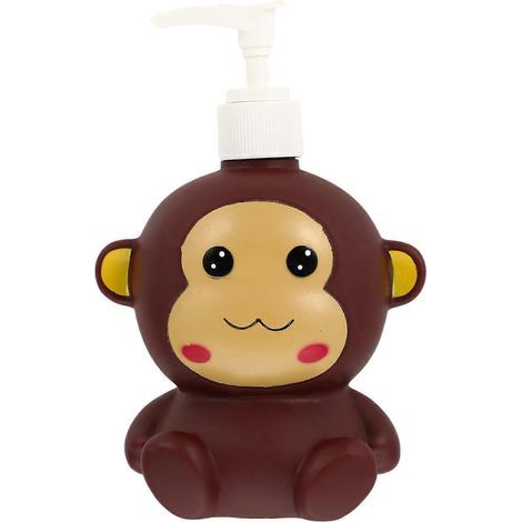 Leere Shampoo-Spenderflasche zum Aufstecken, Affenmotiv, zum Händewaschen – 15,5 x 10 x 7 cm – Kaffee (1/4)