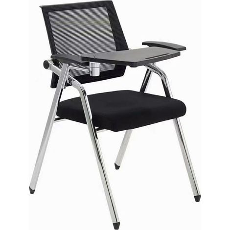 Sedia ufficio Loreto con tavolino ribaltabile schienale in rete nero e gambe cromate (1/5)