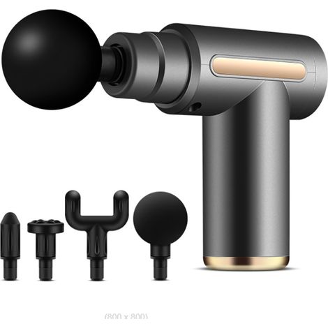 Pistolet De Massage - 6 Niveaux Dintensite - 4 Tetes - USB-C - Autonomie 6 H - Pour Relaxation Musculaire - 1 Unite (1/5)