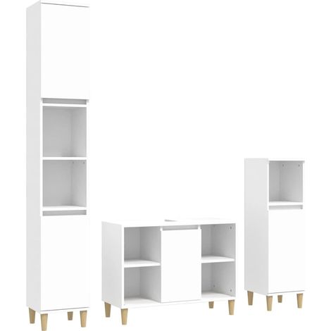 Maison Exclusive - Set Mobili da Bagno 3 pz Bianco in Legno Multistrato