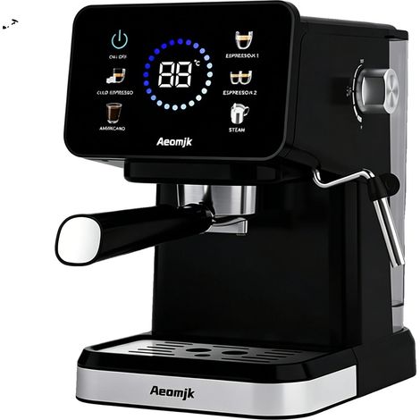 Cafetera semiautomática, presión de 20 bares, función de un solo toque, color negro. (1/2)