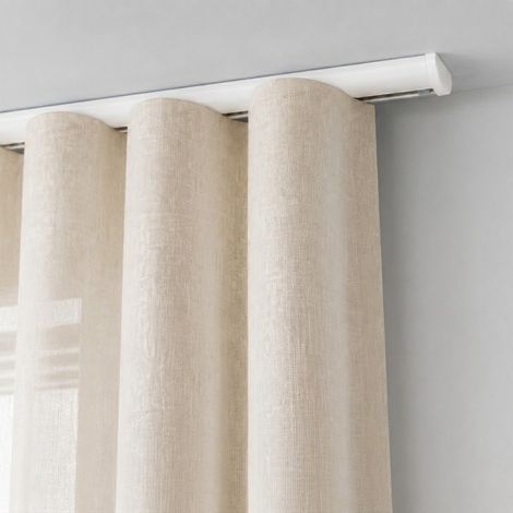 Rail à rideau wave 300 cm Blanc – profil discret 1,5 cm, aluminium, pose plafond (1/5)