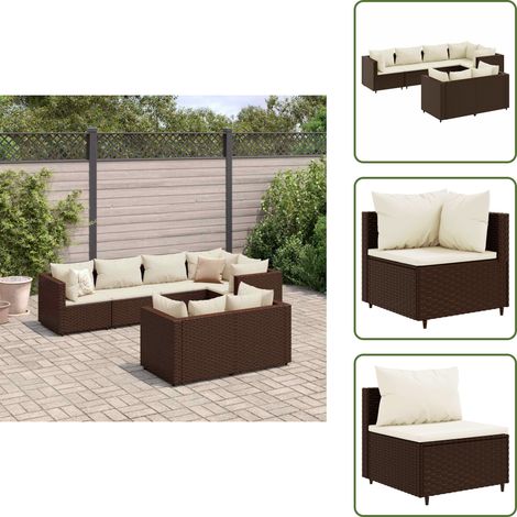 Arredamento da esterno - vidaXL Set Divani da Giardino 7 pz con Cuscini in Polyrattan Marrone - Divano angolare