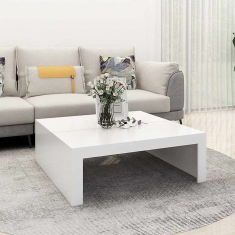 vidaXL Mesa de centro madera contrachapada blanco 100x100x35 cm (1/5)