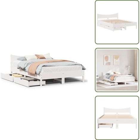 Cassetti sotto letto - vidaXL Giroletto con Cassetti Bianco 150x200 cm Legno Massello di Pino - Letto in legno