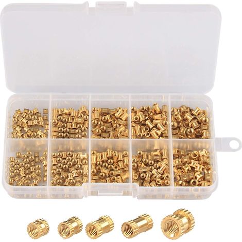 Écrou Moleté M2 M2.5 M3 Filetage Femelle Noix Meulées Rond Injection Moulage Laiton Insert,pour Pièces Imprimer en 3D Inséré Nuts Assortiment Kit-200 Pcs