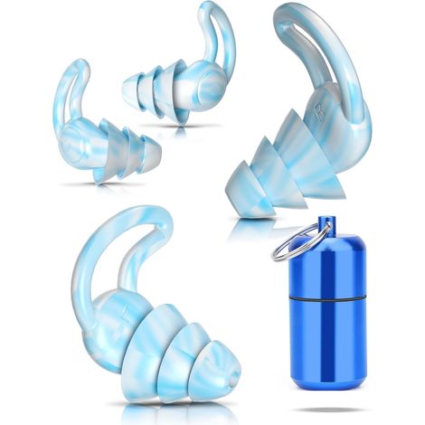 Bouchon d'Oreille pour Dormir, Réutilisable et Lavable,Bouchons Doreilles Anti Bruit pour Sommeil,Natation,Concert,moto,Douce Silicone Bouchon Oreille offrir une Meilleure Protection Auditive Bleu (1/5)