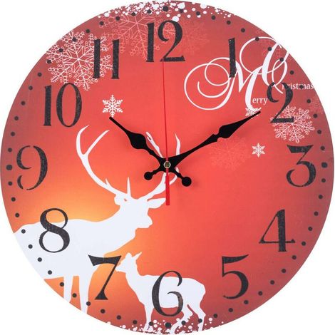 royaluxe - Horloge murale en bois horloge murale salon pastorale décoration simple horloge murale quartz , rouge , 34234cm, (1/4)
