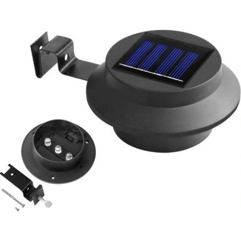 Solarlampe 3 LEDs, schwarz, Hänge-Wandlampe P-104
