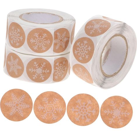 3 rotoli di adesivi decorativi a forma di fiocco di neve per scatole regalo, adesivi natalizi per buste e sacchetti regalo (1/5)