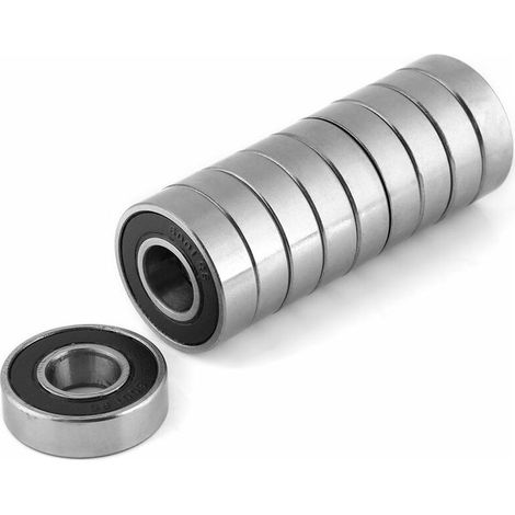 Lot de 10 roulements à billes multi-usages avec joint en caoutchouc, à rainure profonde 6001-2RS (12 x 28 x 8 mm) (1/5)