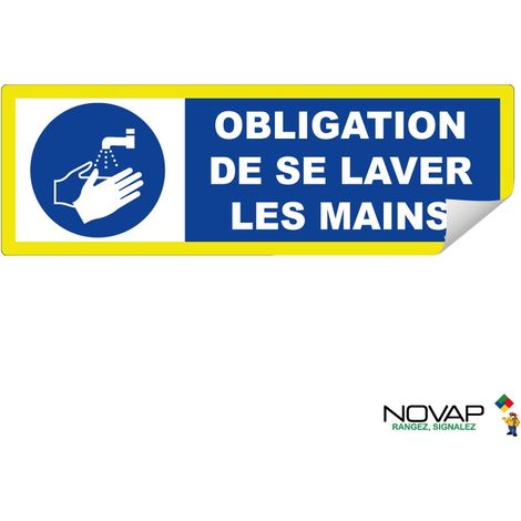 Adhésif Obligation de se laver les mains - haute visibilité - 450x150mm - 4100791