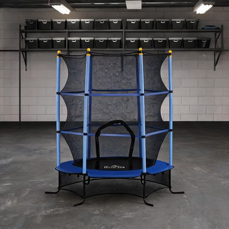 Trampoline pour enfant Bleu 163 cm Acier filet de sécurité (1/5)