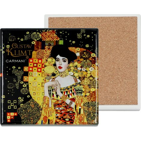 Carmani, posavasos cuadrado de cerámica para taza - Klimt/Adele (1/4)