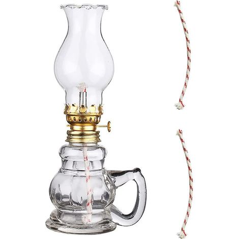 Lampe à huile 1 pièce, mèche réglable, lampe à pétrole pour intérieur, éclairage décoratif, usage domestique, flamme ajustable, lanterne classique. (1/5)