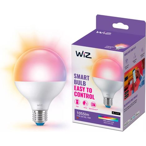 WiZ 08720169072275 LED CEE F (A - G) E27 forme de globe 11 W = 75 W de blanc chaud à blanc froid (Ø (1/4)