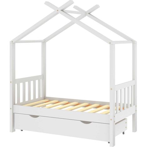 Lit Simple,Lit enfant,Cadre de lit enfant avec tiroir blanc pin massif 70x140 cm CFW4339053 (1/5)