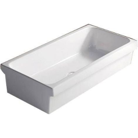 Lavabo Canale per Ambienti Pubblici 90x45xh20 cm Senza Foro Rubinetteria In Ceramica Bianco Lucido - Comunità (1/2)