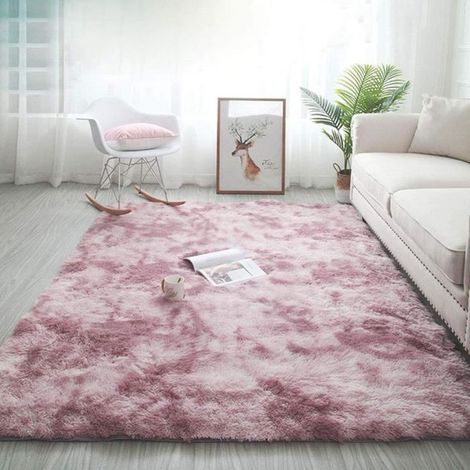 Tapis de Salon Shaggy 160 x 230cm en Peluche Rose Fibre de Polypropylène Souple Tapis Antidérapante tapis de chambre