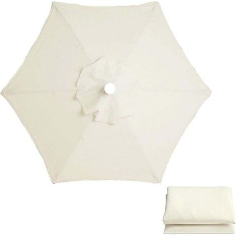 1 Toile de rechange universelle pour parasol 3 mètres, 6 baleines, polyester résistant UV et eau, pour jardin, patio, piscine (1/4)