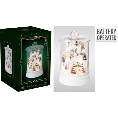 Cupola con scena sciistica e LED 33 cm PERAGA CHRISTMAS