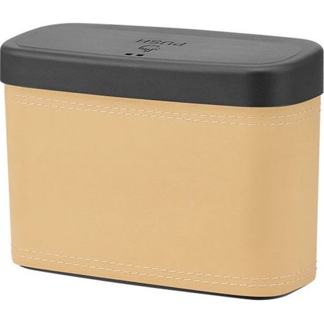 Mini poubelle de voiture avec couvercle, poubelle et boîte de rangement multifonction, pour banquette arrière, porte et dossier de siège, jaune (1/5)